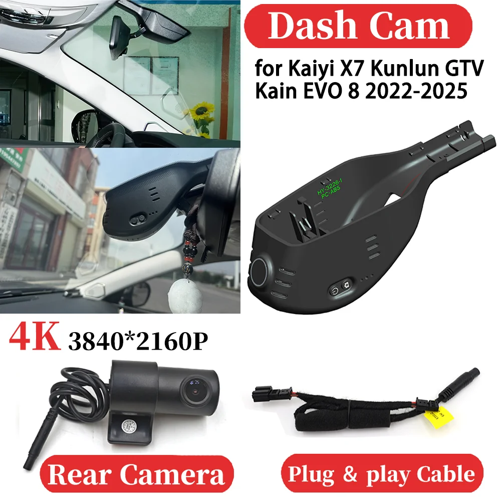 ZJCGO لـ Kaiyi X7 Kunlun GTV Kain EVO 8 2022-2025 HUD Car 4K Wifi مسجل فيديو DVR Dash Cam لوحة القيادة كاميرا للرؤية الليلية #1