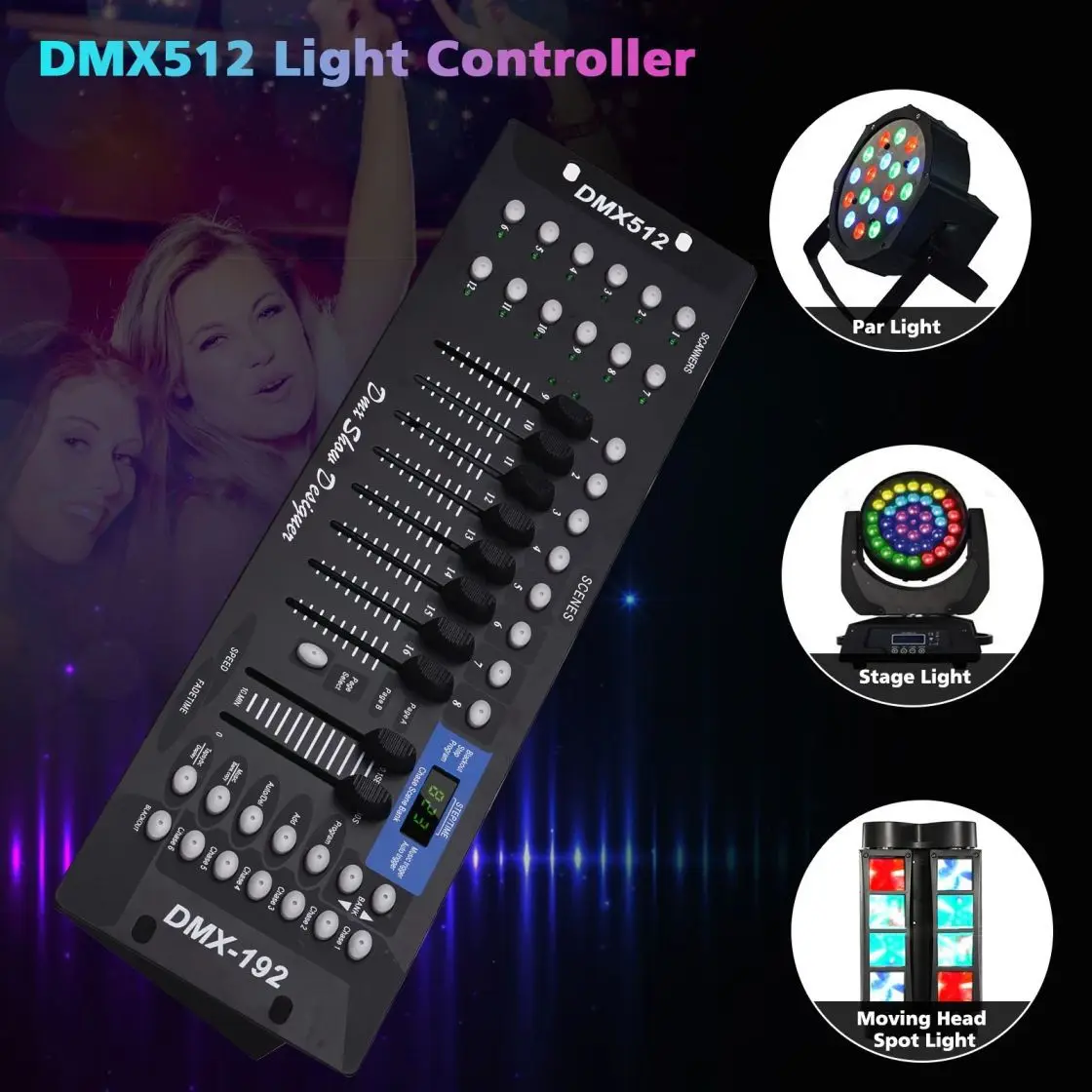 NEW 192 DMX Controller DJ Equipment DMX 512 Console Stage Lighting For LED Par Moving Head Spotlights DJ Controlle