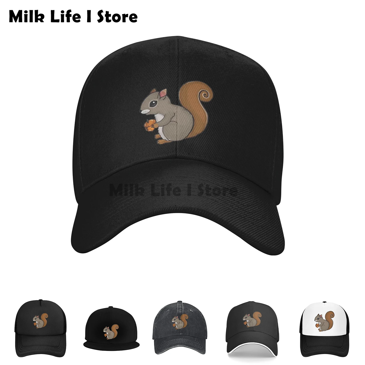 Lovely Grey Squirrel Baseball Cap Men Hats Women Visor Protection Snapback Outdoor All Seasons Travel Adjustable Mouse Caps