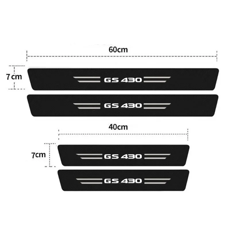 Luminous For Lexus GS430 Badge Car Door Sill Scuff Plate Decals Carbon Fiber Threshold Protector Stickers Strip Tape Accessories