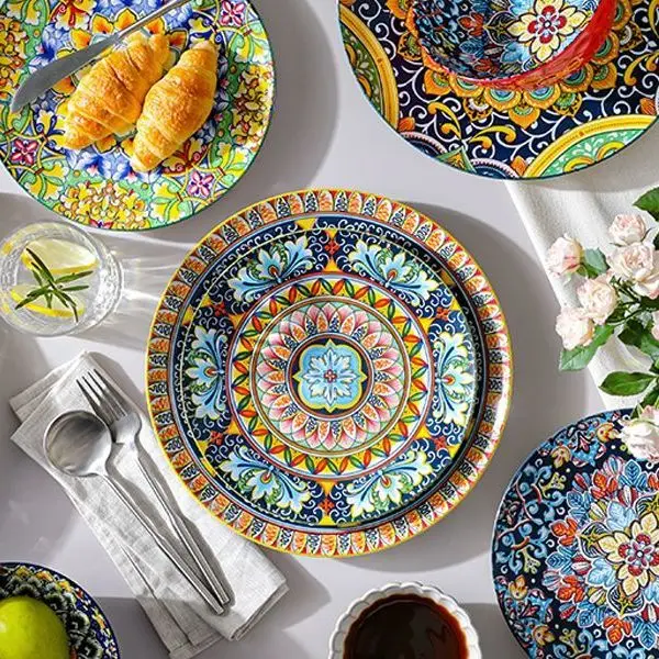 

6-piece dining set, including dinner plate, steak plate, dessert plate, dim sum plate, and fruit salad plate, 8-inch or 10-inch