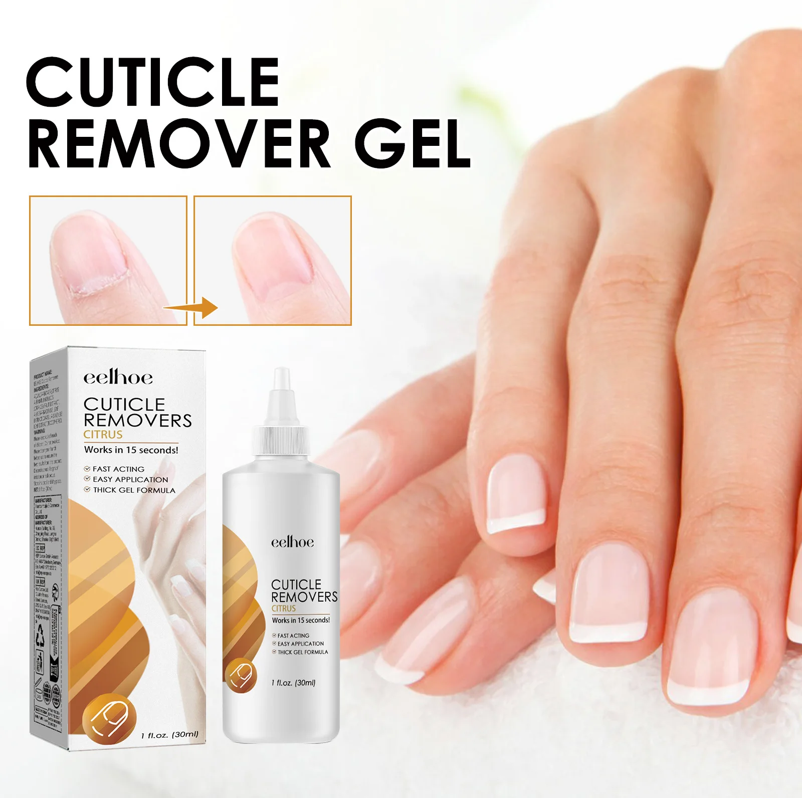 Instant Cuticle Care Gel, Repair for Thickened Nails, Soften Damaged Nails & Dead Skin, Moisturizing Nail Treatment Liquid