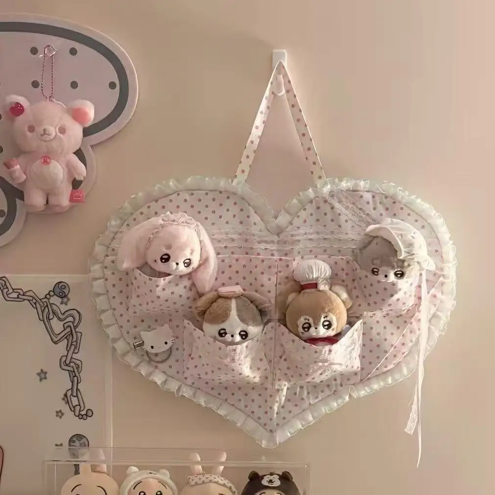 Vintage Wall Hanging Storage Pouch Cute Doll Display Organizer Lovely Room Decor Perfect Gift Girl Bedroom Dormitory Ornament