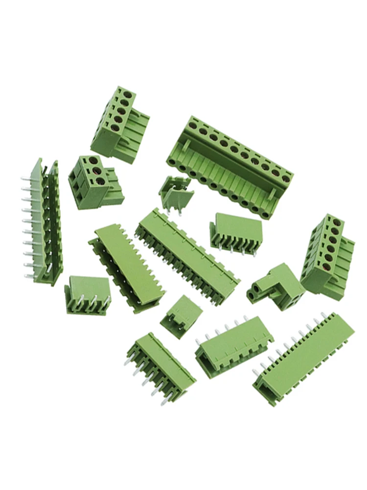 KF2EDGK-Conector enchufable de 5,08mm, terminal de cableado PCB 2P/3/4/5/6/8/10/11/12P, pata recta doblada, juego completo