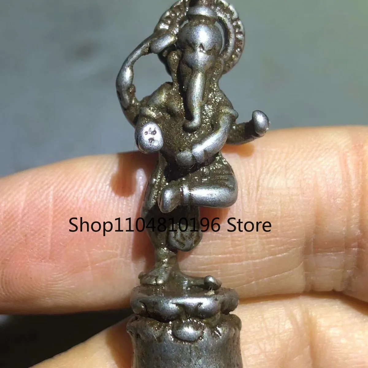 Vintage Meteorite Pendant Tibetan Brass Buddha Statue Tantric Shrine Ornament