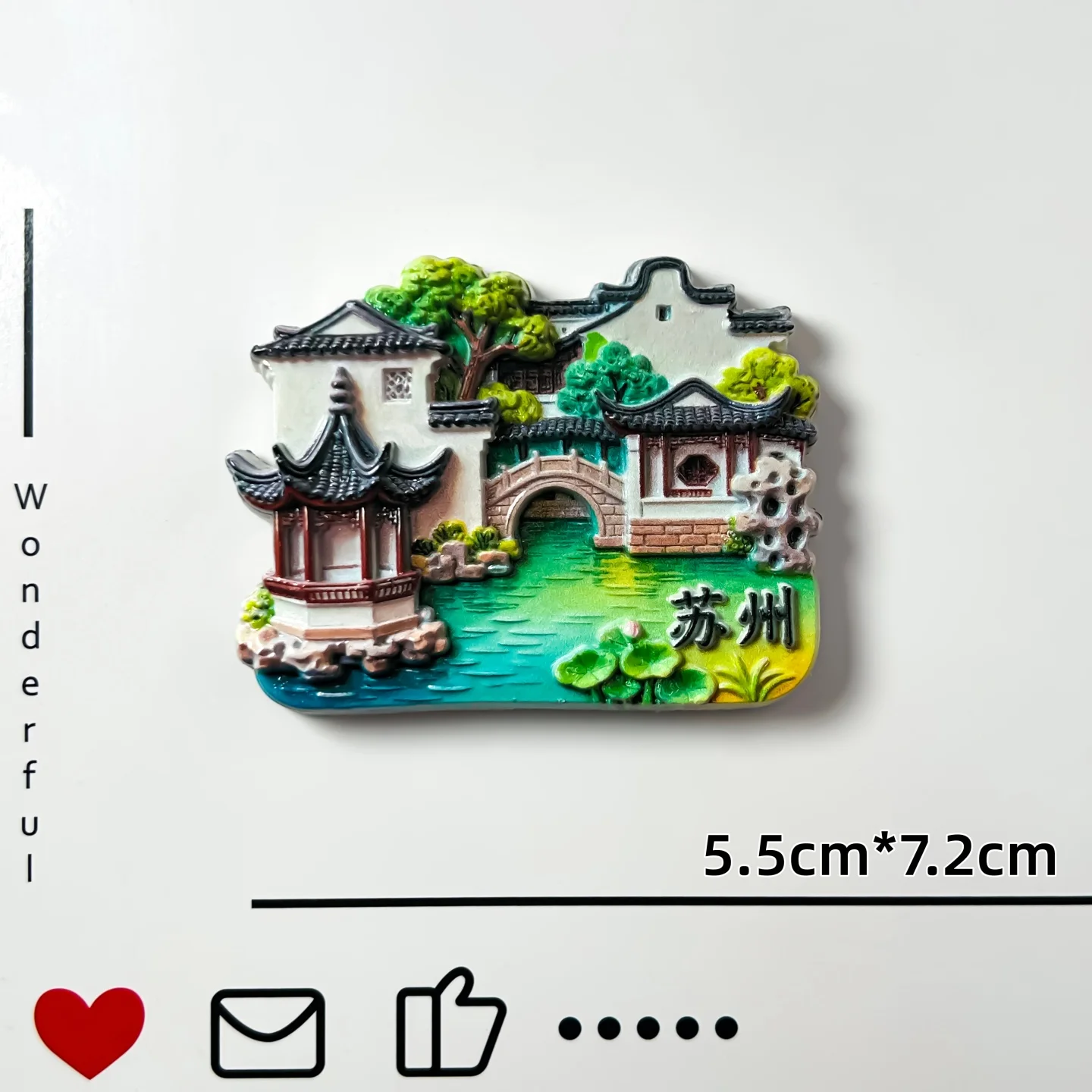 China, Jiangsu, Suzhou, Jiangnan, garden scenery, creative decorations, classical landscapes, refrigerator stickers view 4