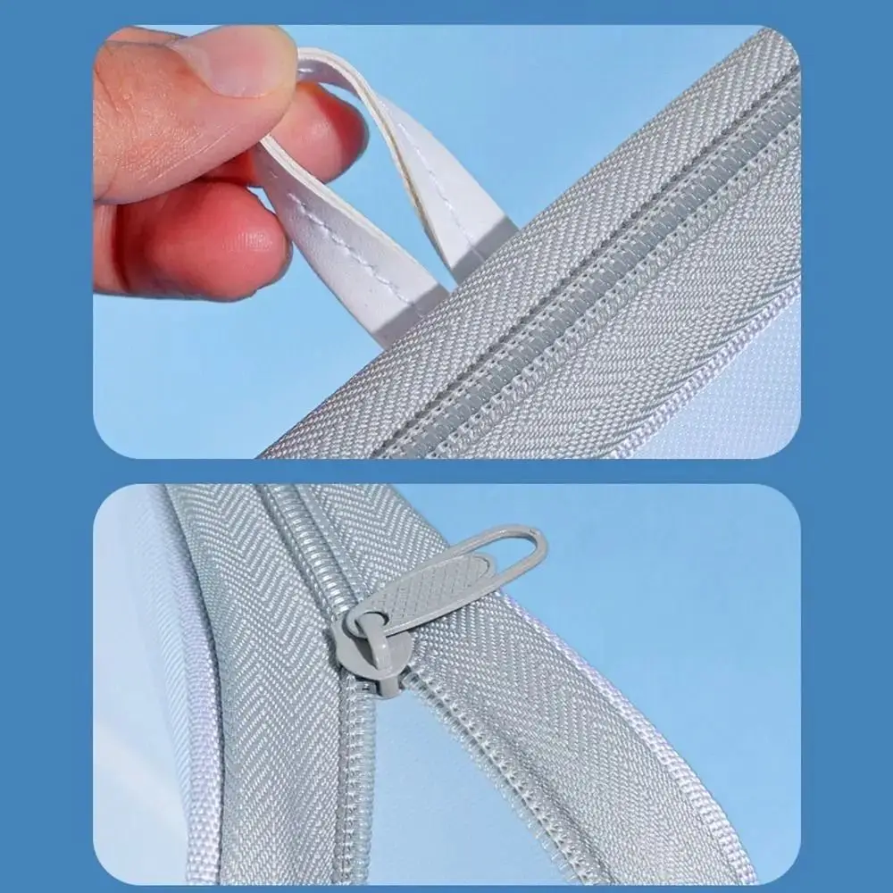 Portable Mesh Zipper Pouch Bag Thickened Waterproof Transparent File Holder Handle Breathable Document Organizer School