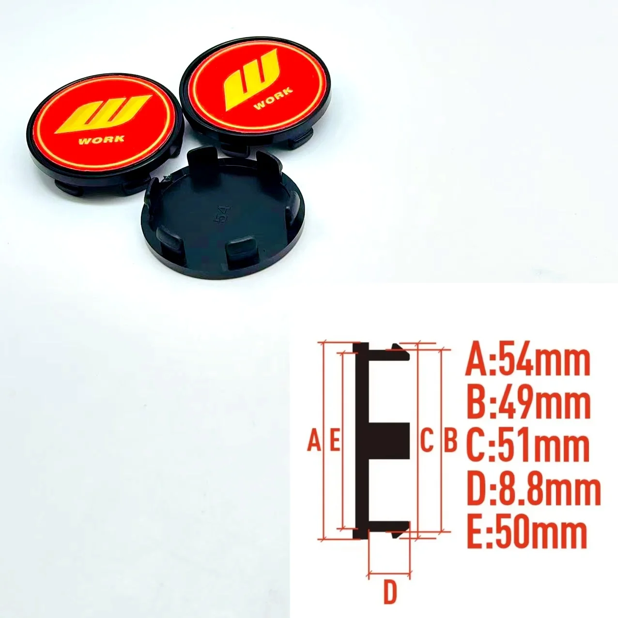 4PCS/Lot 3D 54MM Car Wheel Center Hub Caps for W WORK Racing WHEEL Emblem Logo Car Badge sticker Decals Styling accessories