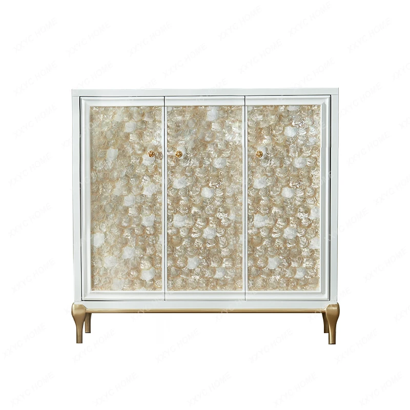 

Z Light luxury white simple home decoration porch cabinet with drawers locker