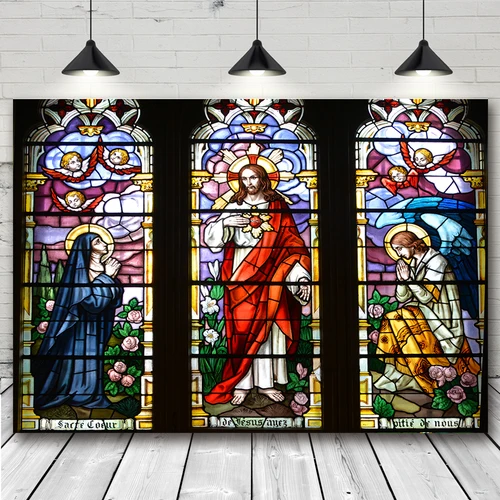 Imagen 2 del producto Fondo de fotografía con tema de Pentecostés, vidriera, ventana de Iglesia, retrato de niño, sesión fotográfica, accesorios de estudio fotográfico