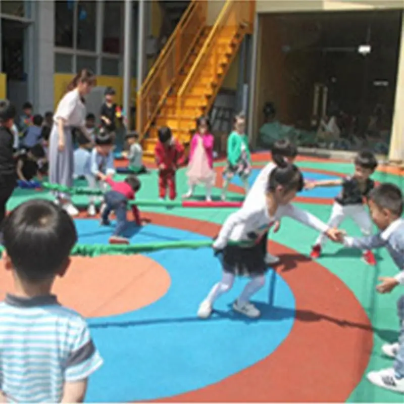 레인보우 풀 로프 4 방향 디자인 야외 어린이 탄성 팀 밴드 컬러 스포츠 레인보우 러닝 링 감각 훈련 스포츠