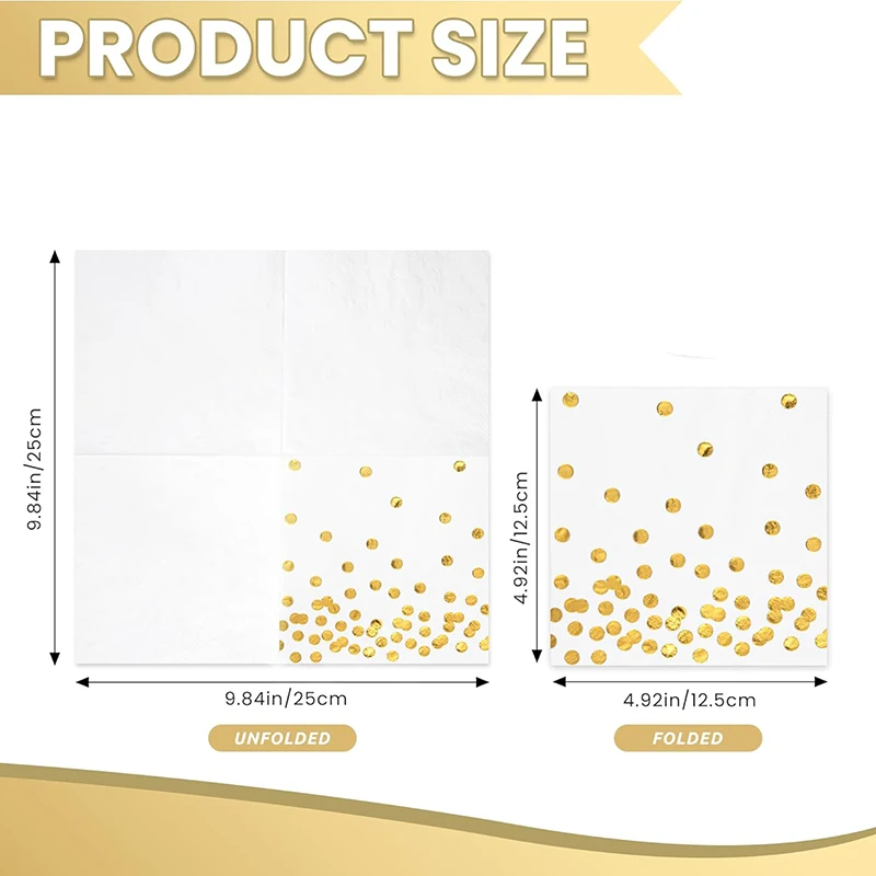 80Pcs 3-Ply Cocktail Napkins Folded 5 x 5 Inches Disposable Paper Napkins for Birthday Event Party Wedding