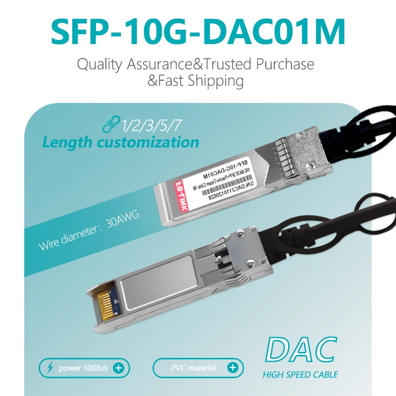 

SFP+ 10G DAC Cable 1m 3m 5m 7m SFP+ to SFP+ Direct Attach Copper Compatible with Mikrotik Mellanox Cisco Arista Switch