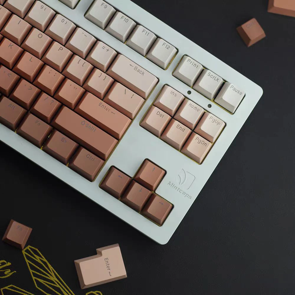130 Key OEM Profile RGB Backlit Keyboard Keycap Blush PBT Double Shot Keycaps for Gateron MX Switches Mechanical Gaming Keyboard