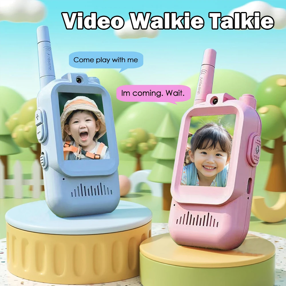 Kids Video Walkie Talkie Set With HD Screen Rechargeable Interphone Toy Voice Changer For Indoor Camping One-Click Call Intercom