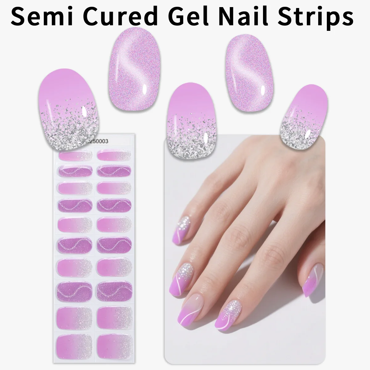 20 dicas olho de gato semi-cururado gel adesivo de unhas borboleta uv/lâmpada led gel unha polonês envolve tiras de gel completo de longa duração decoração de unhas
