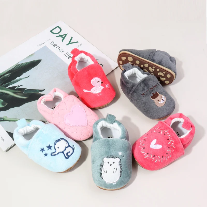 

Baby Girls Boys Warm Shoes 0-1 Years Old Spring & Autumn Non-slip Cute Design High Quality Infant Shoes First Walkers BSG4175