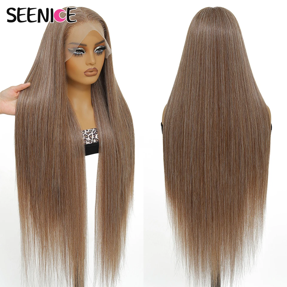 40Inch Silk Straight Lace Front Wig Long Honey Blonde Highlight Lace Frontal Wigs For Women Synthetic Heat Resistant Cosplay Wig