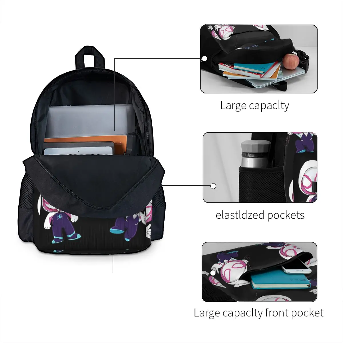 Sacs à dos mesurost Spider pour garçons et filles, cartable pour étudiants, sac à dos de dessin animé pour enfants, sac à dos de voyage, sac initié, grande capacité