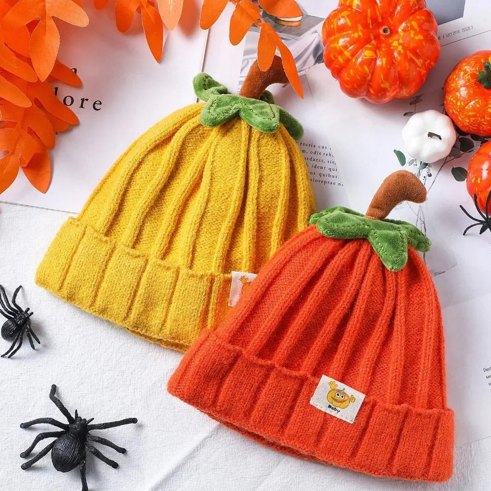 Winter Baby Pumpkin Hat Soft Newborn Halloween Knitted Beanie Hat Autumn Thanksgiving Infant Kids Toddler Baby Hat Boys Girls