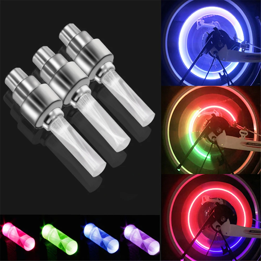 1pcs Bike Valve Light With Battery Mountain Road Bike Bicycle Lights Tyre Tire Valve Caps Wheel Spokes Neon Colorful LED Light