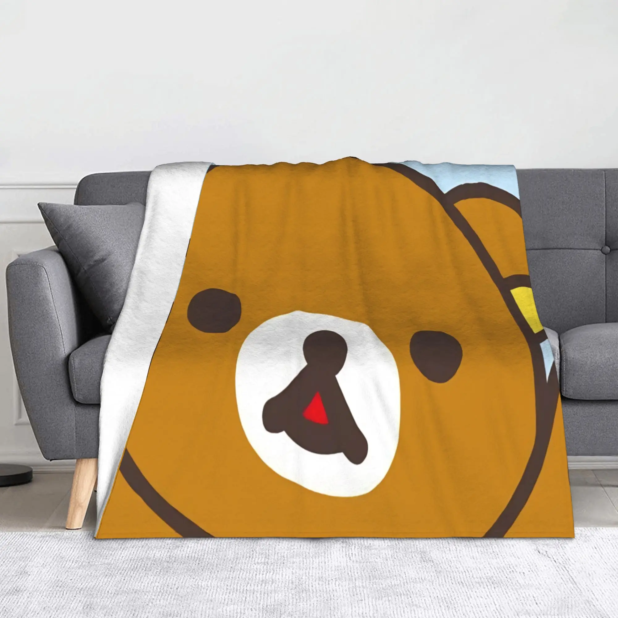 Cute Hug Bear Blanket Coral Fleece Plush Rilakkumas Ultra-Soft Throw Blanket for Airplane Travel Bedroom Quilt