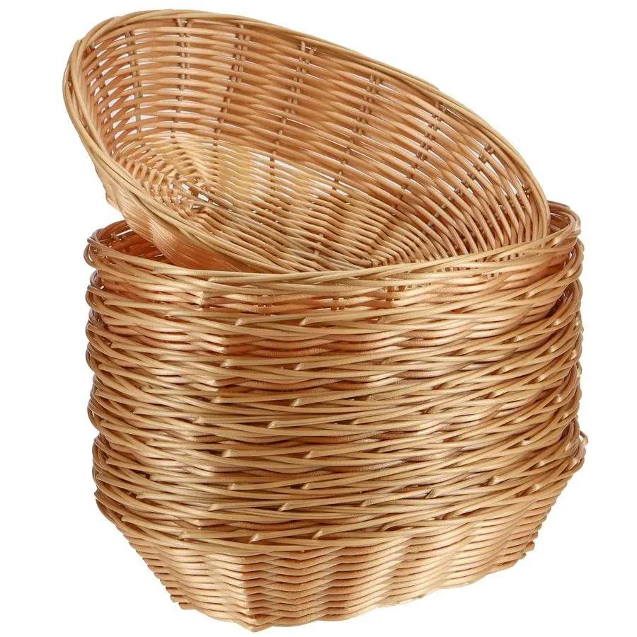 

20 Pack Wicker Bread Basket, Handwoven Oval Plastic Basket, Woven Tabletop Fruit Vegetables Food Serving Basket for Home, Kitche
