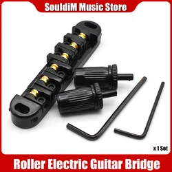 Tune-O-Matic Roller Ball Bridge Saddles With Two Posts for LP Electric Guitar Parts Chrome/Black