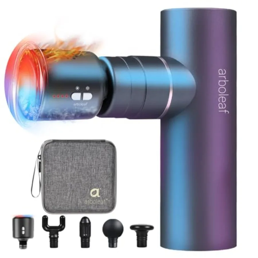 

Массажный пистолет для глубокого массажа тканей с функцией нагрева и охлаждения, цельнометаллический, электрический, портативный, ручной массажер для спины и тела