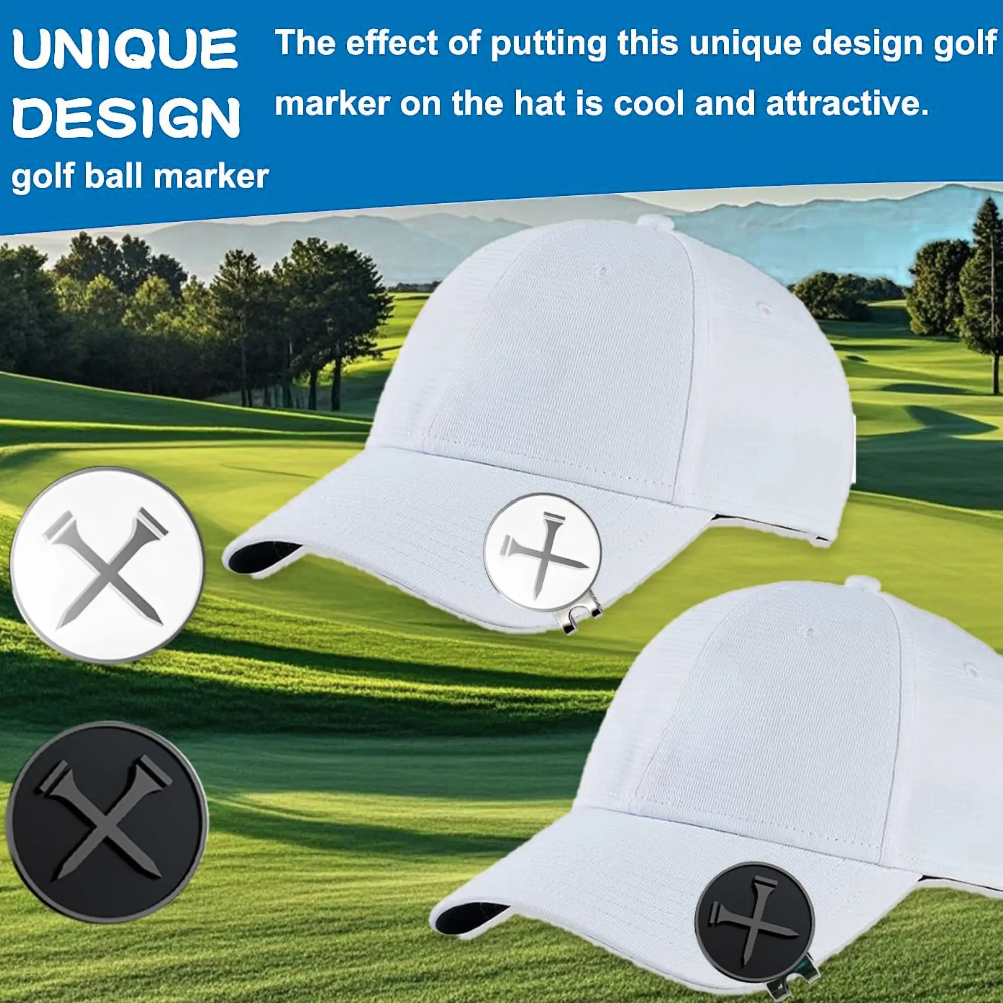4 Counts Golf Ball Markers Personalized Logo Enamel with A Strong Magnetic Hat Clips A Premium Golf Gifts for Golfer Fathers Day