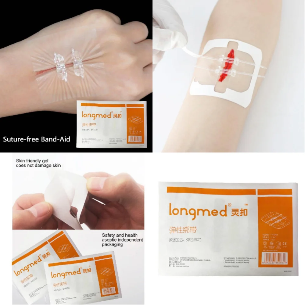 

Пластыри-застежки Zipper Band-aid для закрытия ран без швов, безболезненное устройство для закрытия ран, водонепроницаемая полоска Zip Suture Reducer, 1/2/3 шт.