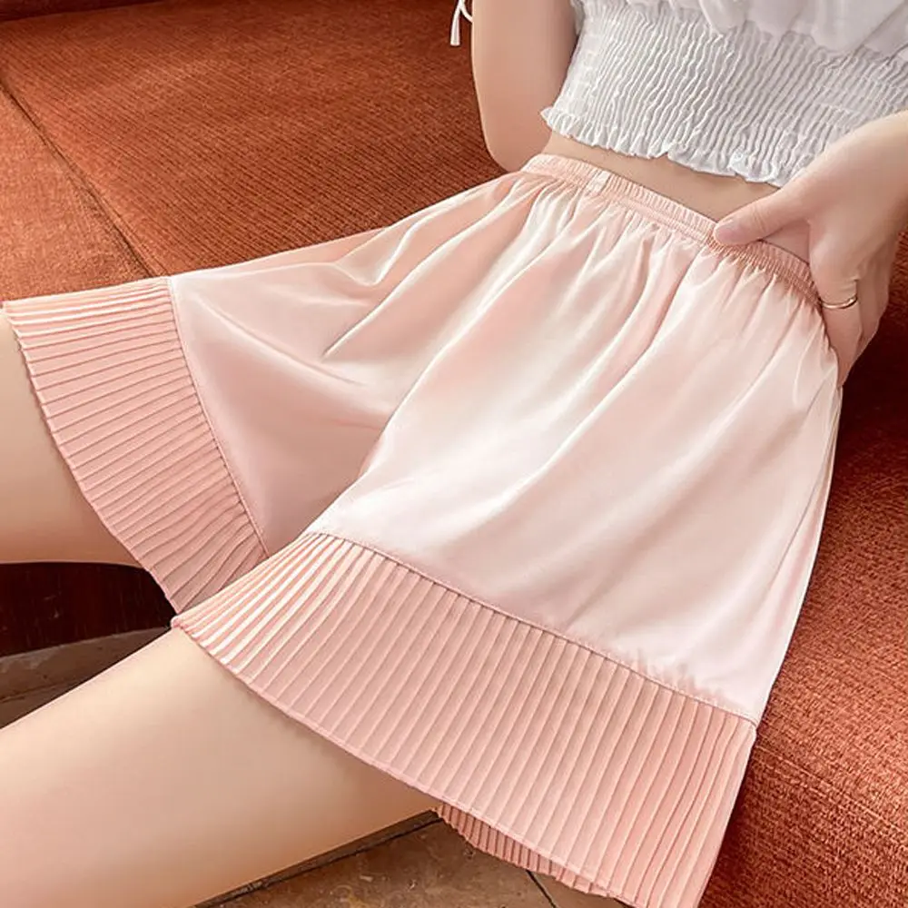 シームレスなシンプルなショートミドルウエストランジェリー夏のファッション女性のズボン安全ショートパンツ女性下着シルクパンツ