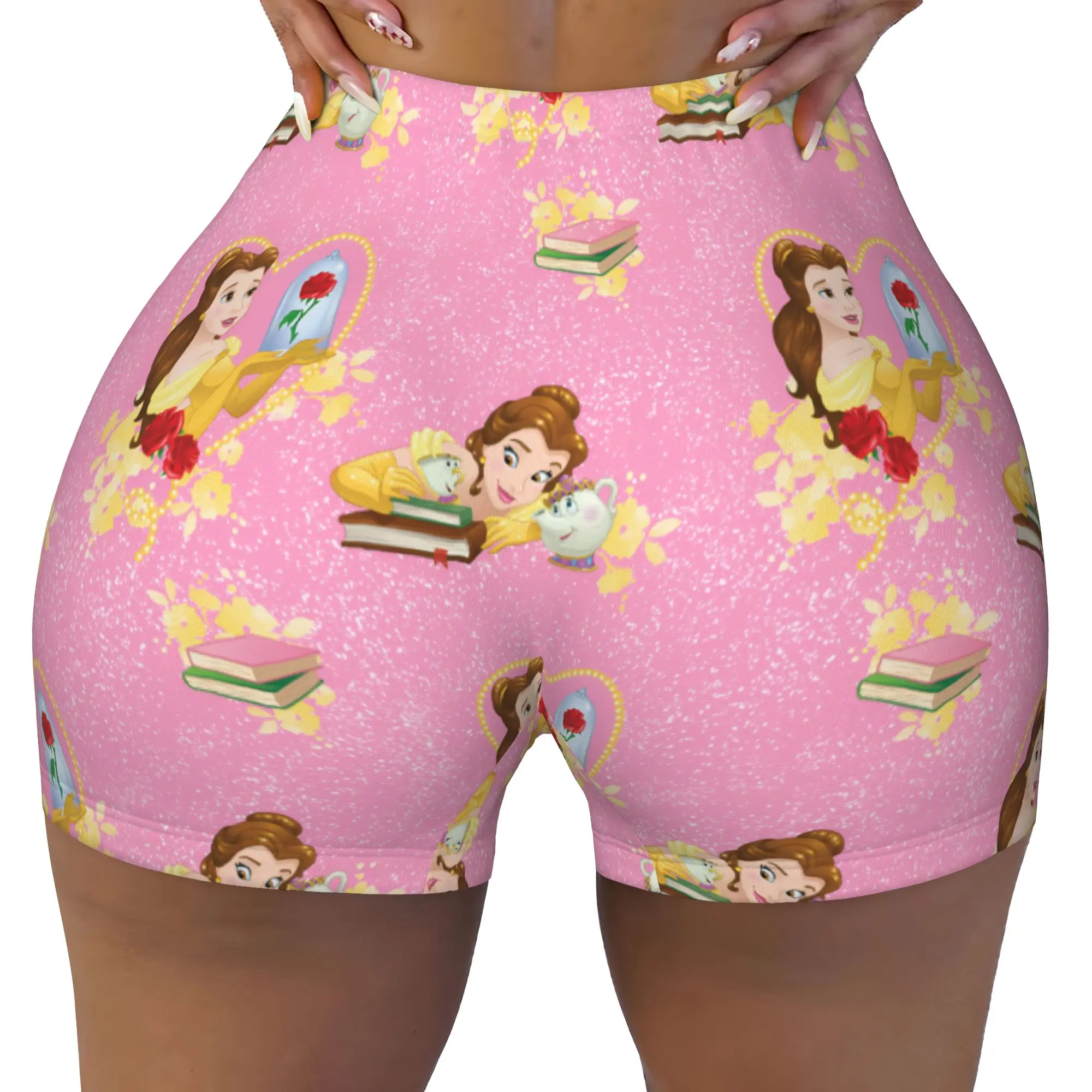 Custom Beautyes Anime Beastes Biker Running Gym Shorts Women's Cartoon Athletic Workout Yoga Shorts