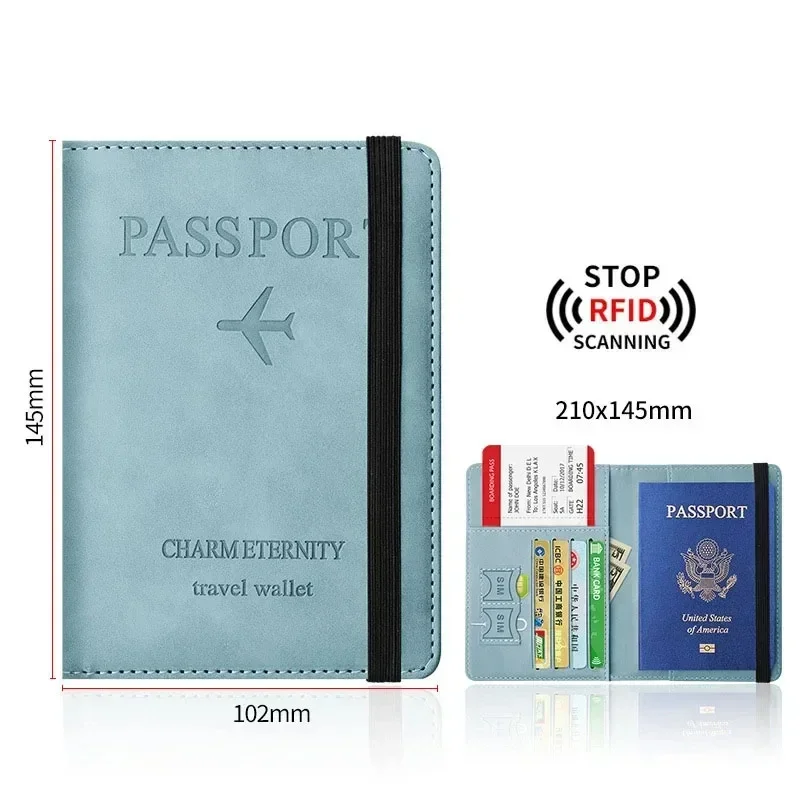 Women Rfid Travel Passport Holder Cover Case Business PU Leather Men Ticket Protective Card Holder Wallet Accessories for Flight