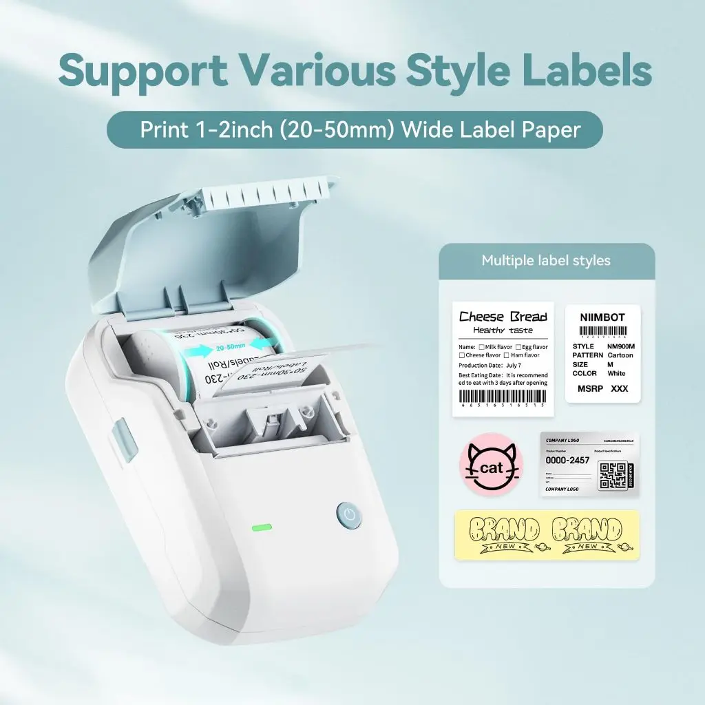 Niimbot B1 Label Printer Gift Roll Portable Handheld Thermal Printer Mini Barcode QR Code Sticker Paper Color Rolls Maker Cable