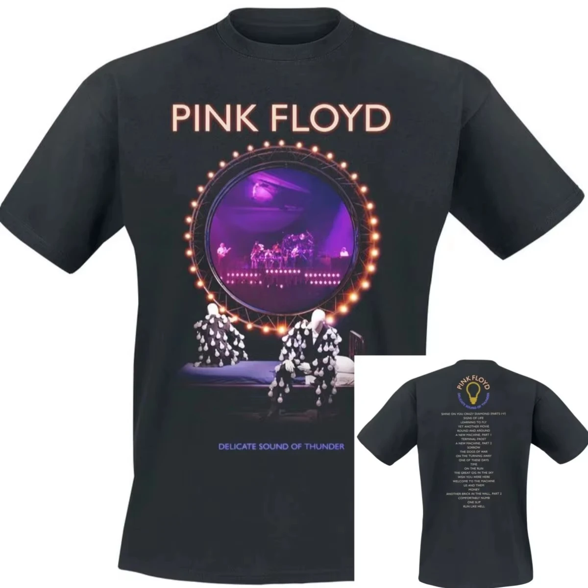 Camiseta da banda Delicate Sound of Thunder Stage Pink Floyd, camiseta gráfica de algodão, masculina, feminina, verão, streetwear