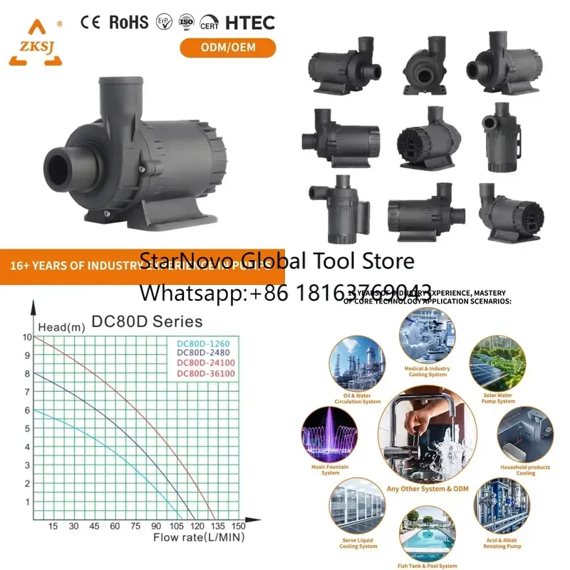 2026 Hot！ ZKSJ DC80D Acid and Salt Resistant Brushless DC Water Pump for Industrial Chiller & Saltwater Circulation ODM OEM