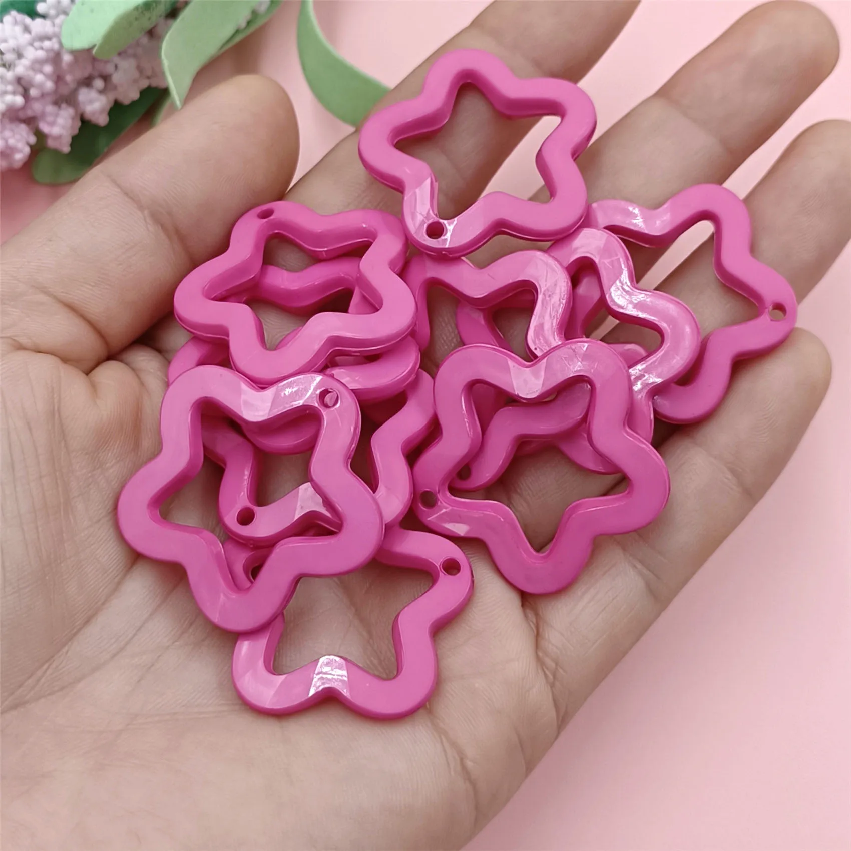 10Pcs 30mm Candy Color Pentagram Star Pendant for Necklace Earrings Keychain Making Acrylic DIY Jewelry Material