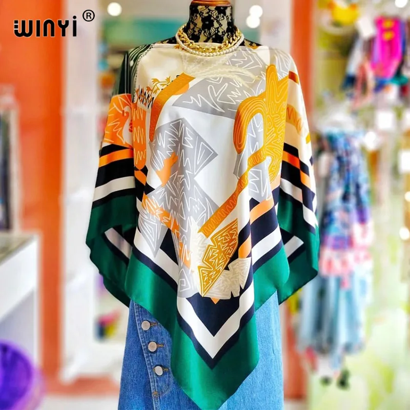 WINYI 2023 high quality Africa Fashion Blogger Recommend Popular printed Kaftan Maxi dresses Loose Summer Beach Bohemian jacket