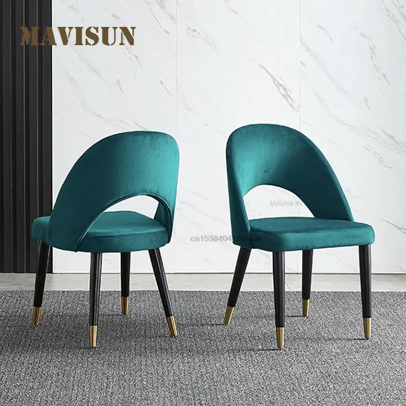 Customized Solid Wood Post Modern Kitchen Chairs Creative Flannel Green Chairs For Hotel Restaurant Home Coffee Furniture Set