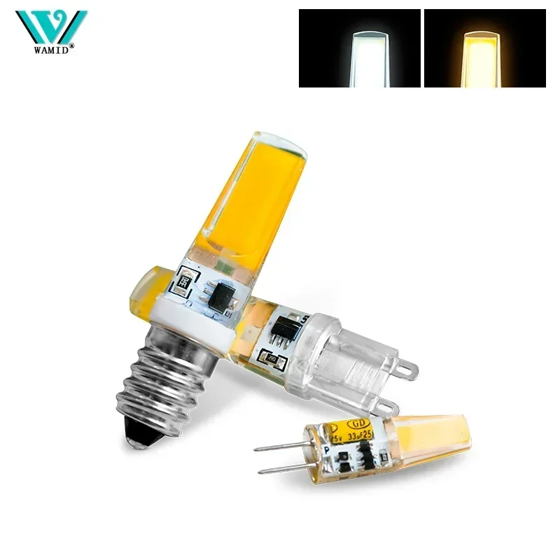 G4 bola lampu Halogen LED COB, 3W 6W AC/DC 12V G9 E14 LED COB 6W 220V pengganti bohlam lampu Halogen untuk dekorasi lampu sorot