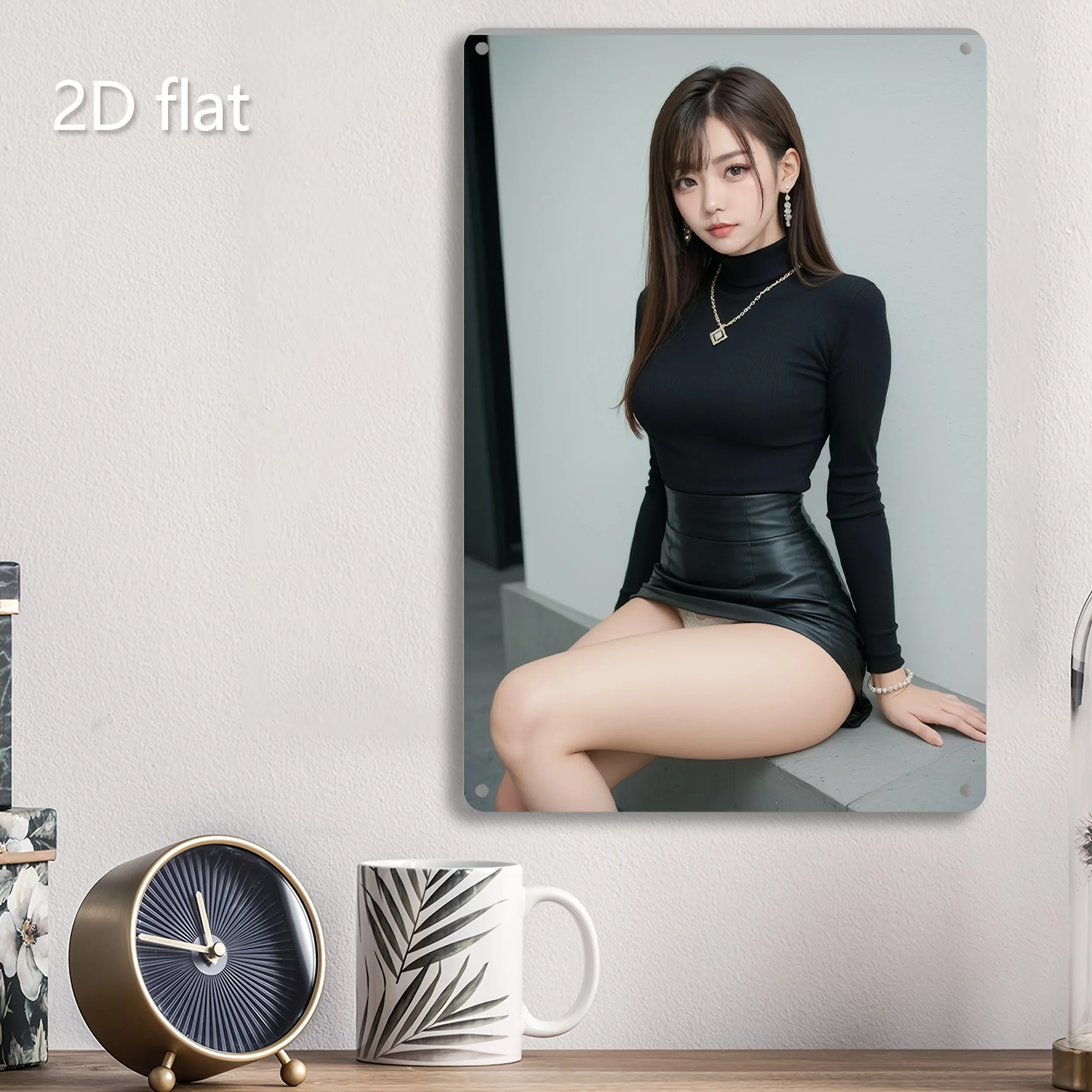 CIFBUY Fashion Beauty Girl Aluminum Sign AI Art Portrait Wall Plaque Home Bedroom Wall Decor