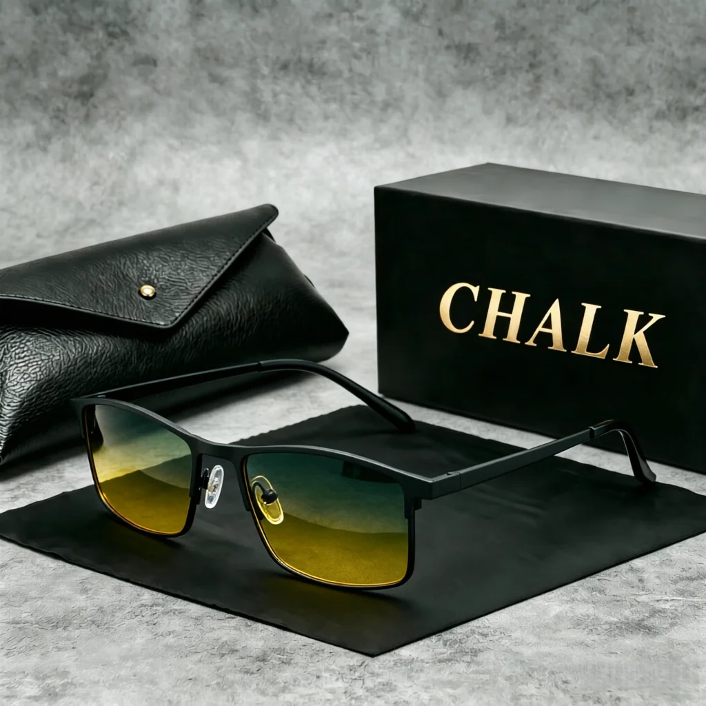 CHALK Nuevas gafas de sol polarizadas de visión nocturna para hombre, estilo cuadrado de negocios, para conducir, actividades al aire libre, protección solar, lentes oscuras