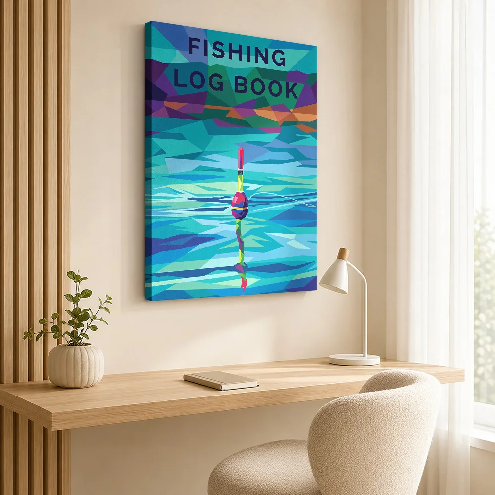 Fishing Log Book Cover Canvas Print Poster Personalized Photo Sports Portrait Wall Paintings Decoration for Game Room Man Cave