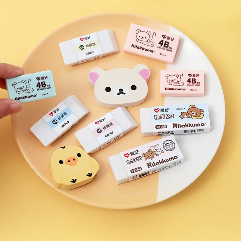 

4pcs AIHAO RB007 Pencil Rilakkuma 4B Rubber Color Eraser Kawaii Correction Supplies School Office Stationery