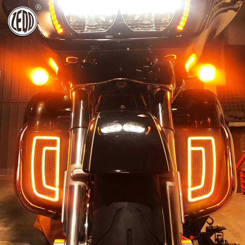 Passend für Harley Street Glide Road King Electra Glide Tourer Beinleuchte 3-in-1 Tagfahrlicht Blinker 14-24