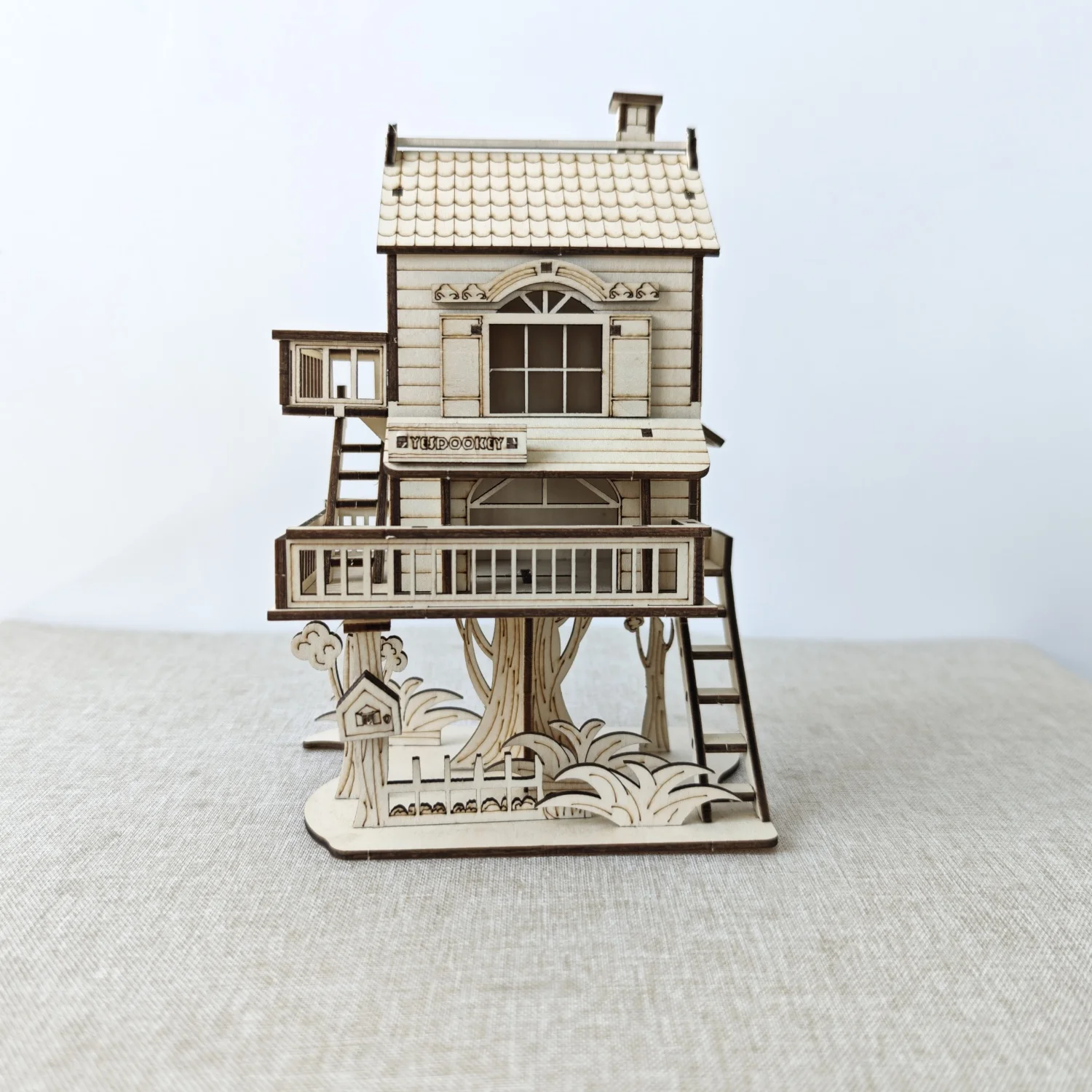 DIY Wooden Tree House 3D Puzzle, Fairy Treehouse Model Kit, Wood Building Craft, Desktop Ornament & Gift