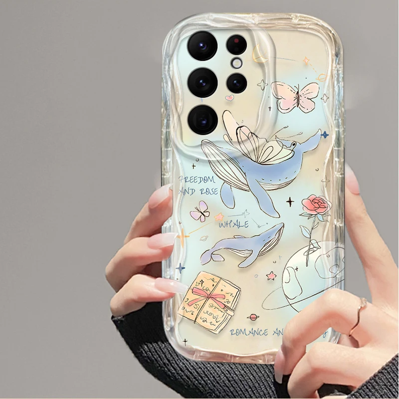 귀여운 다채로운 해양 유기체 3D 웨이브 케이스 삼성 갤럭시 S24 울트라 S23 S22 플러스 S21 S20 FE A25 A55 A35 A15 A16 A05 A05S A06