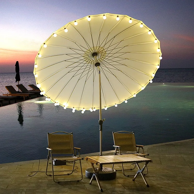 Outdoor umbrella Central column umbrella light Outdoor sun umbrella, camping courtyard Leisure B & B garden balcony parasol