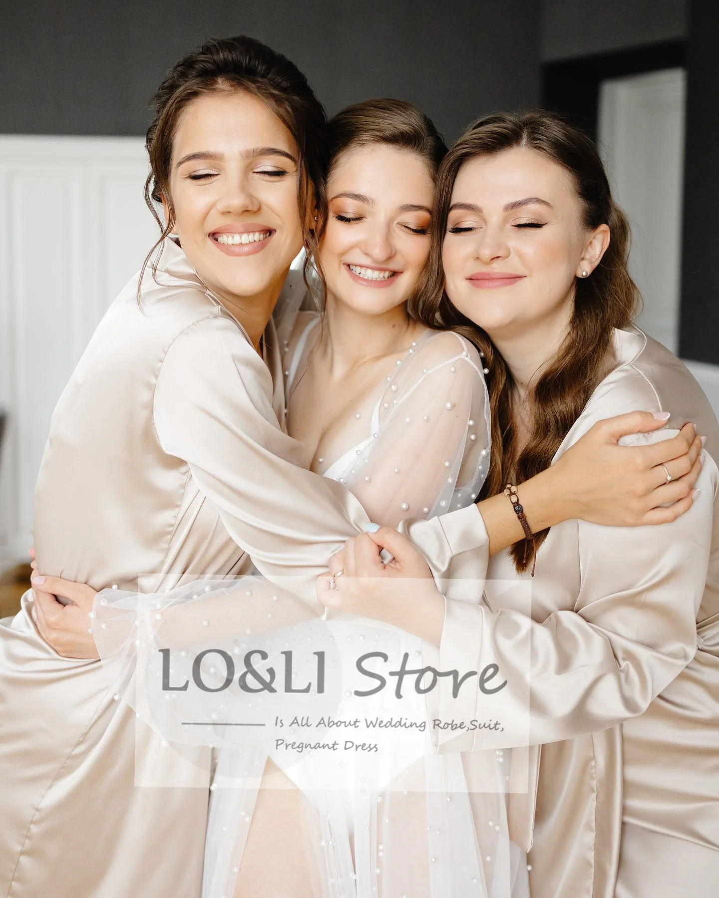 Pearl Robe For Women Long Sleeve Wedding Morning Robe Party Shawl Floor-Length Bridal Cape Sexy pearl robe Lantern Sleeve